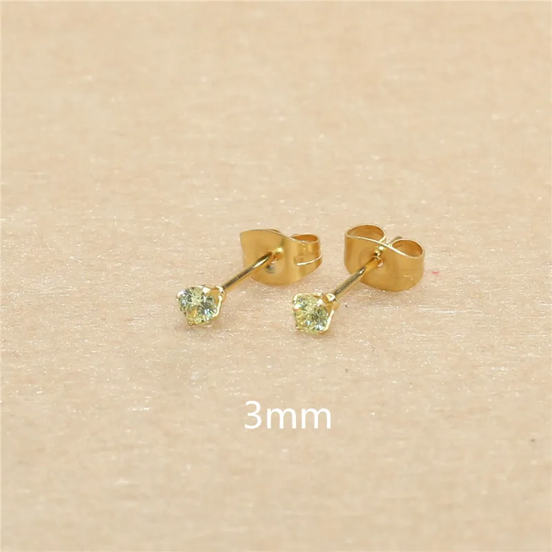 1 Paar Lemonyellow Hypoallergene Edelstahl-Ohrstecker mit AAA-Zirkonia, CZ-Knochenohrstecker-Set für Damen und Herren, 2-8 mm – Detail 5