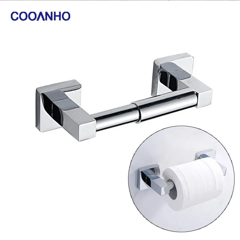 COOANHO Wall-Mounted Toilet Paper Dispenser, Bathroom Toilet Paper Holder Spring Loaded Chrome