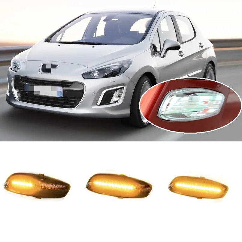 Fit for Peugeot 308 4B CC 4A 4C SW 4E 4H 2007-2015 Smoked Black Dynamic Blinker Indicator Mirror Turn Light Signal