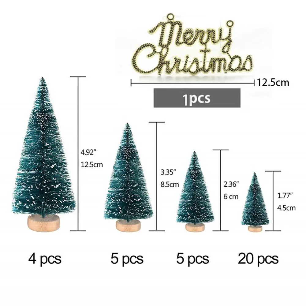 35 Pcs Christmas Tree Snow Frost Pine Tree DIY Craft Desktop Decoration Ornaments Mini Christmas Tree Home Decorations Dropship