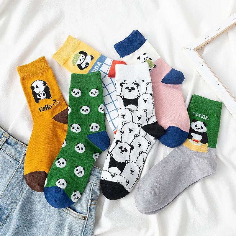 Skarpetki damskie zwierzę Panda śmieszne skarpetki kreatywna odzież uliczna słodkie słodkie koreańskie Kawaii Cartoon skarpetki Skarpetki Sokken Calcetines Soks