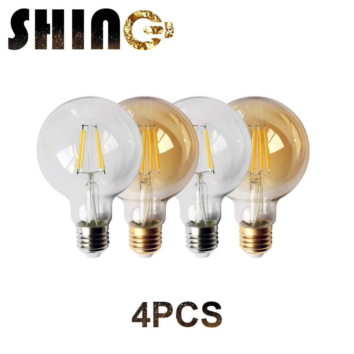 

4pcs/lot 2023 Rushed Sale Ce Rohs Decor Retro Edison Led Filament Bubble Ball Bulb G80 6w 220v For Home Bedroom Decoration