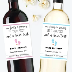 20pcs Custom Personalized Wine Label Stickers Name Date Baby Shower Favors Pregnancy Baby Announcement Stickers