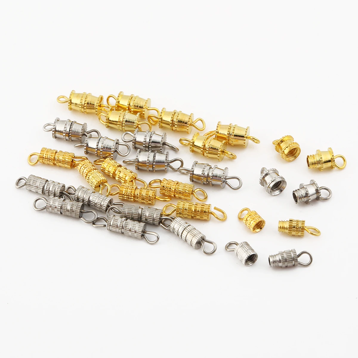 10pcs Screw Thread Buckle Clasps for Necklace Bracelets Findings Connectors for DIY Jewelry Accessories Gold Silver 4x7mm 5x7mm