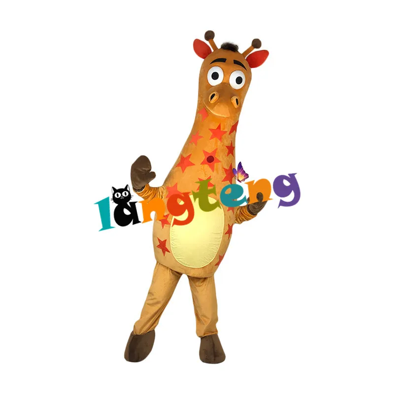 965 Hot Sale Cute Orange Giraffe Mascot Costume Cartoon Character Carnival Fancy Costume Party Clothes