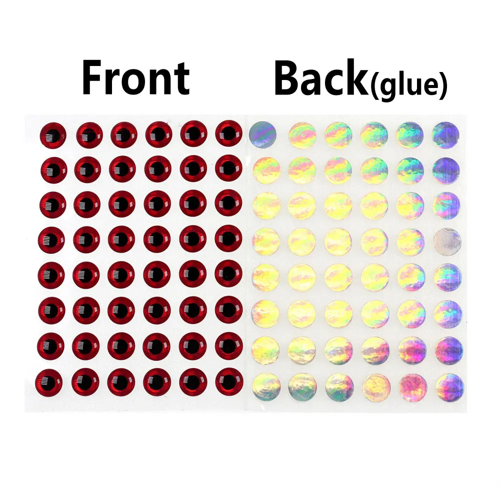 Vampfly 100PCS Red Holographic 3D Fish Eye Fly Tying Streamer Bait Fish Eyes Lure Making Eyes 2MM to 10MM