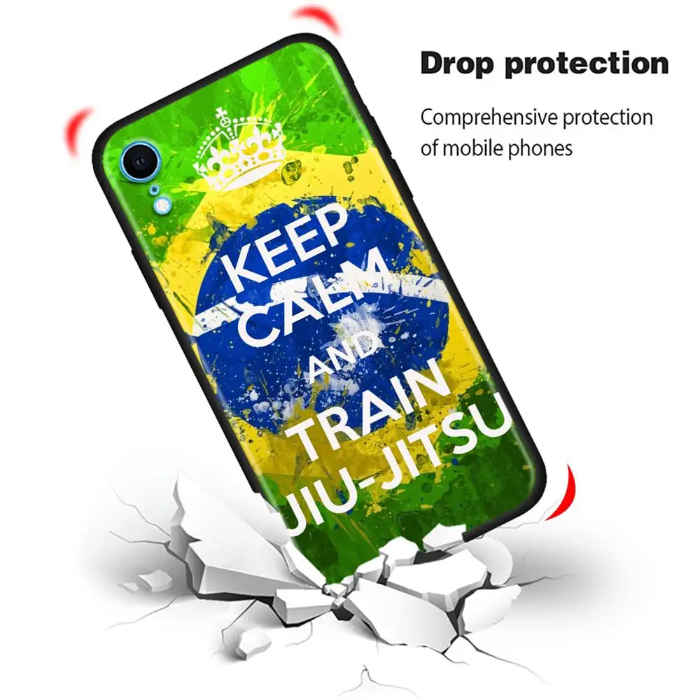 Phone Case for iPhone 15 14 13 12 11 Pro Max Plus XR XS 12 Mini Silicone Bumper Black Cover BJJ Brazilian Jiu Jitsu