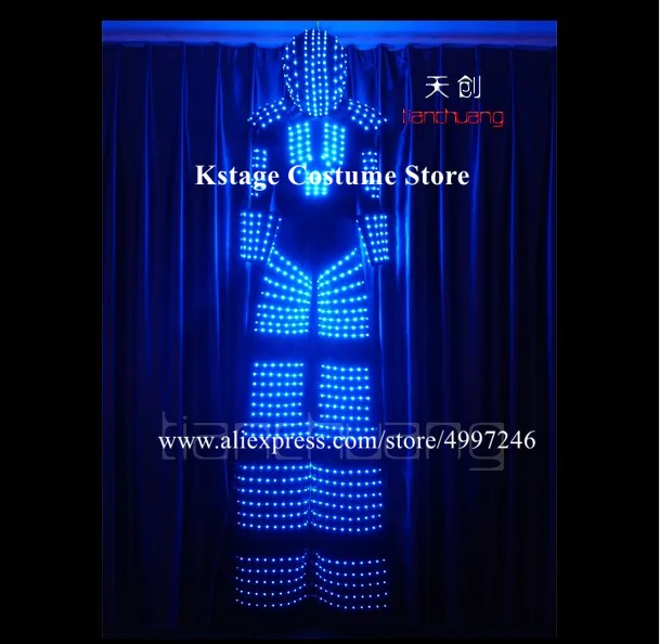 Programmable tron led light men costumes dance group full color robot men stilts suit party luminous RGB light outfit glowing dj