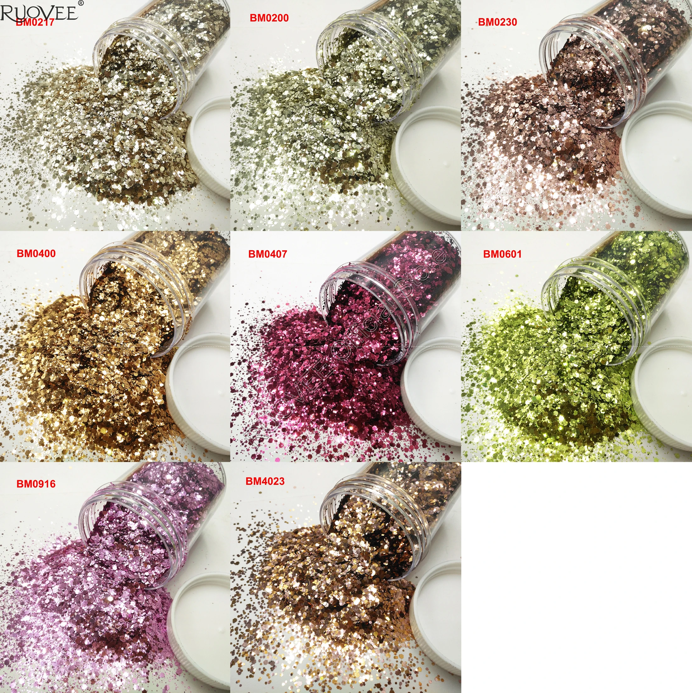 

8Color Metallic Luster Glitter Mixed Hexagon Chunky Sequin Paillette Spangle Shape for Makeup Nail Art Facepaint Tumbler Craft