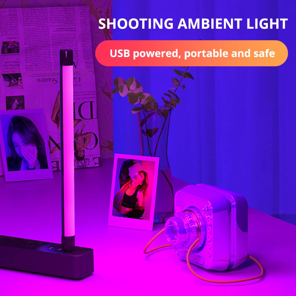 LED Fill Light Portable RGB Colorful Atmosphere Night Light Photography Lighting Stick USB Powered Self-timer Live Fill Light