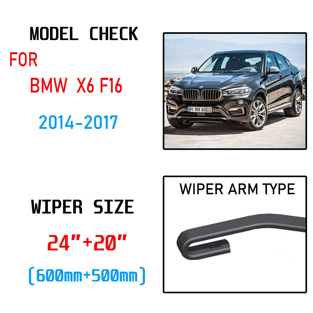 For BMW X6 F16 2014 2015 2016 2017 Accessories Front Car Windshield Windscreen Wiper Blade Brushes Cutter U Type  J Hook