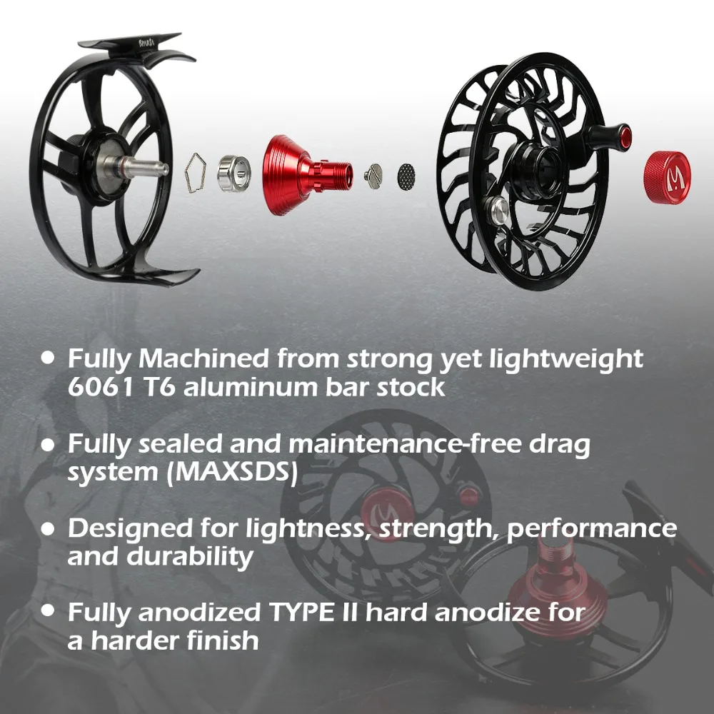 Maximumcatch SPARTA 100% Sealed Waterproof Fly Fishing Reel Saltwater 3-10WT 6061 T6 Aluminum Fly Reel and Spool