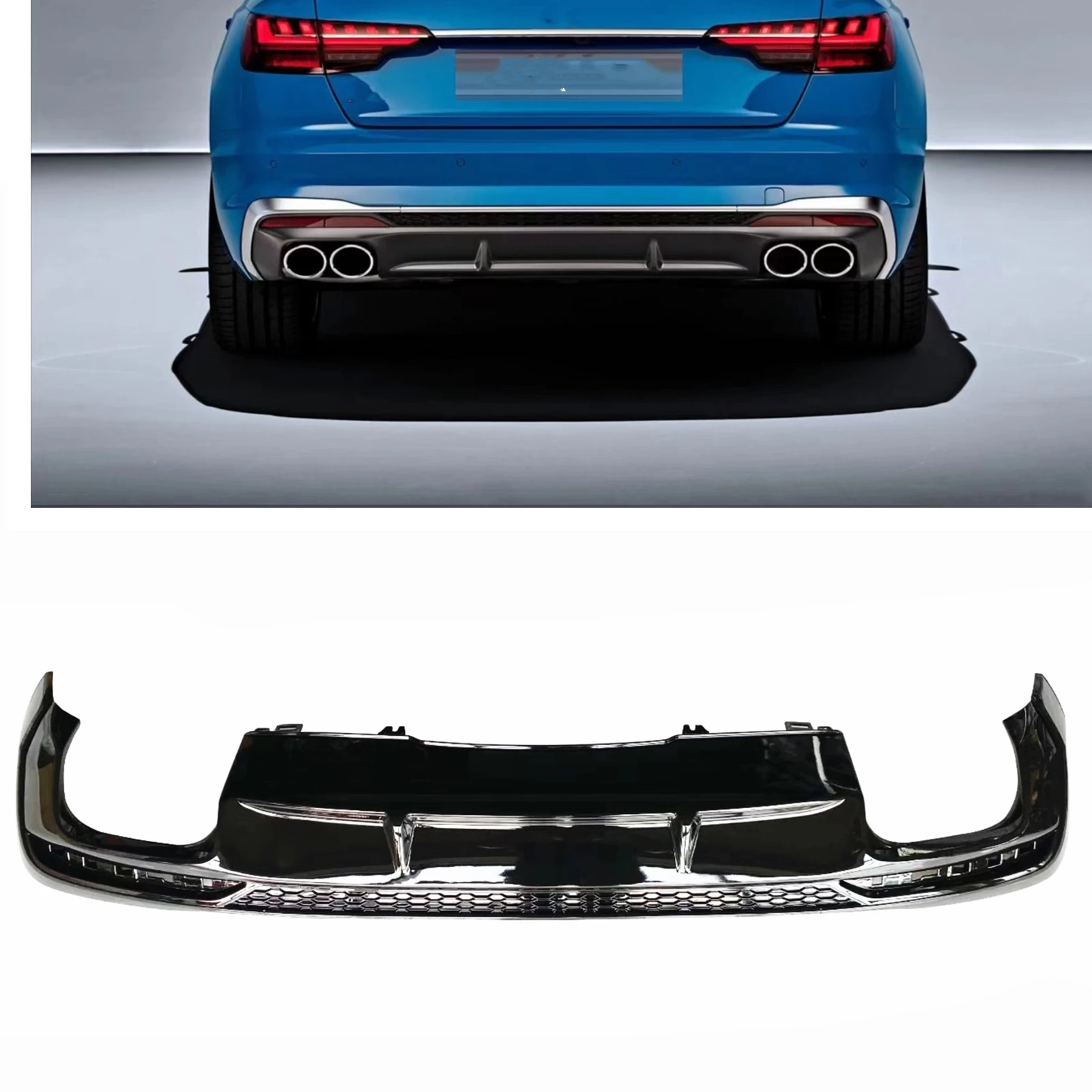 

For Audi A4 Sline RS4 2020-2022 Sport Model Rear Bumper Diffuser Lip Gloss Black Car Body Kit Boot Splitter Guard Spoiler Plate