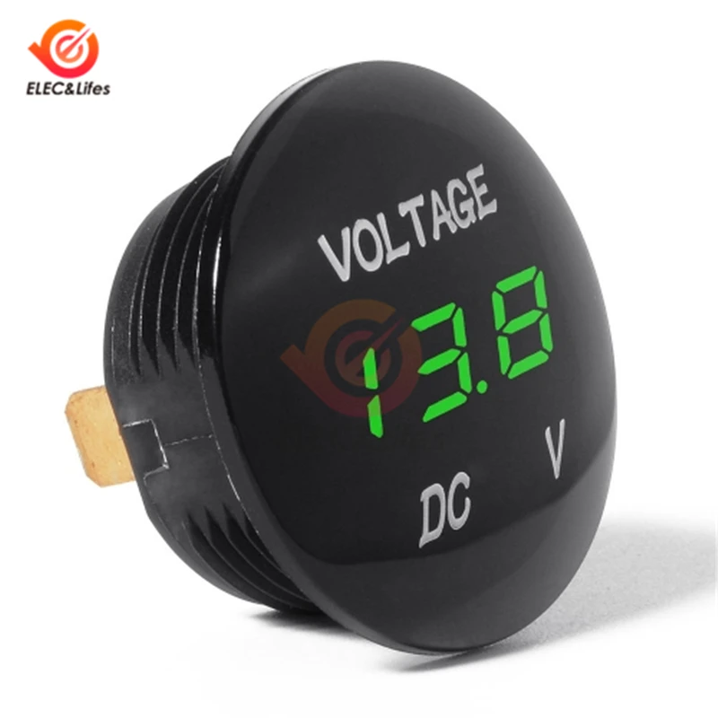 DC 5V-48V 3 Bits Mini Digital Voltmeter Round Waterproof LED Panel tester voltage Detector Volt Meter Gauge 5V 12V 24V