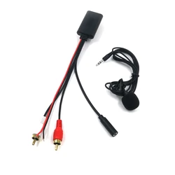 Biurlink Car Bluetooth 2RCA AUX Adapter Wireless Audio Phone Call Handsfree Microphone for Stereo with 2RCA AUX-IN Audio Input