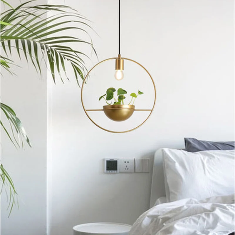 

Modern Gold Single Ring Pendant Lights DIY Plant Led Hanging Lamp Dining Room Bedroom Lighting Fixtures Home Decor Luminaire E27