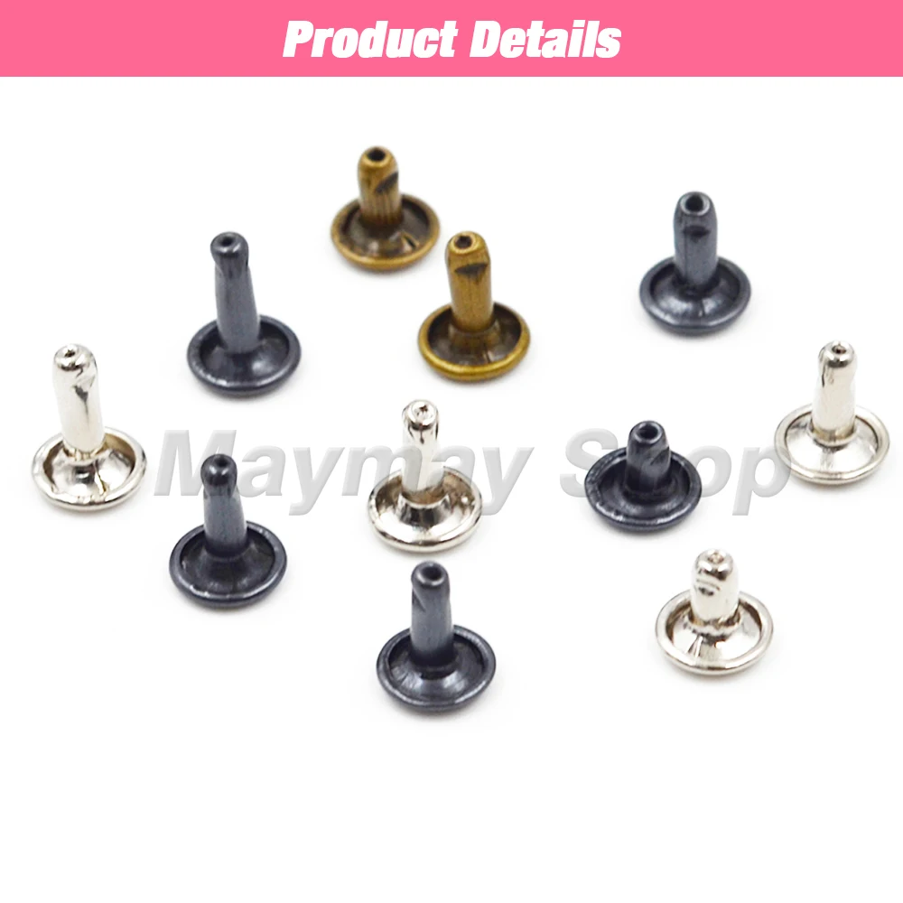 100Sets 5-15mm Double Cap Rivets Metal Stud Round Nail Rivet For Shoes Bag Belt Cloth Garment Leathercraft Accessories With Tool