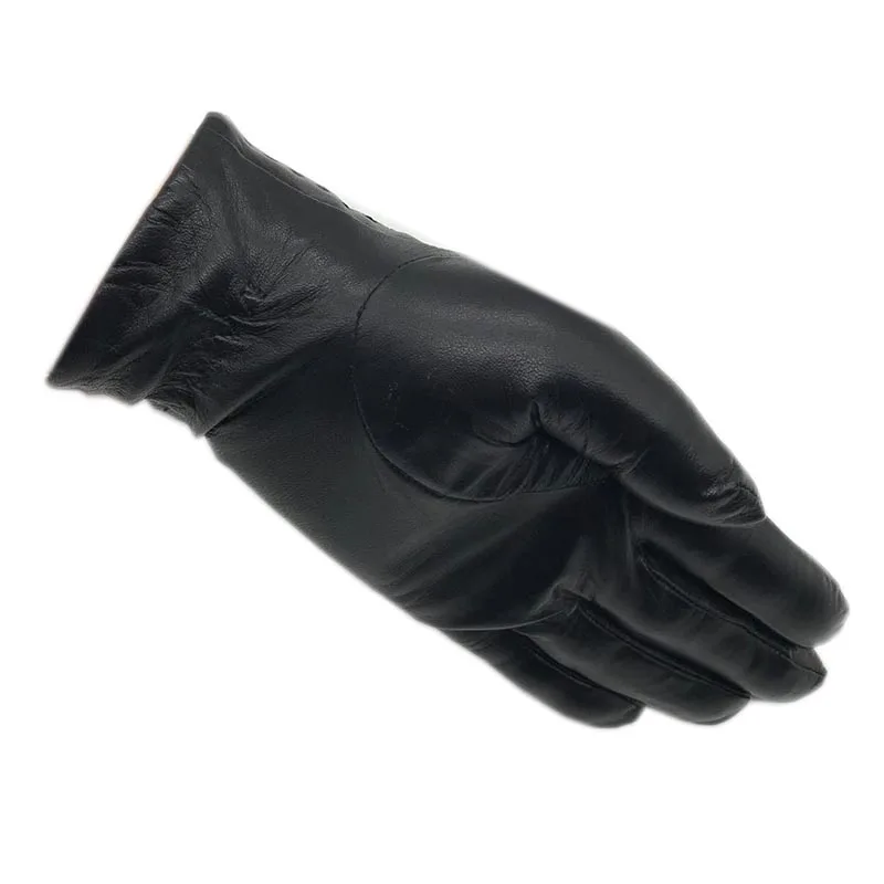 Winter Men\'s Fashion Sheepskin Genuine Leather Gloves Cotton Lining Winter Gloves Keep Warm Driving Riding Outdoor Black New 202