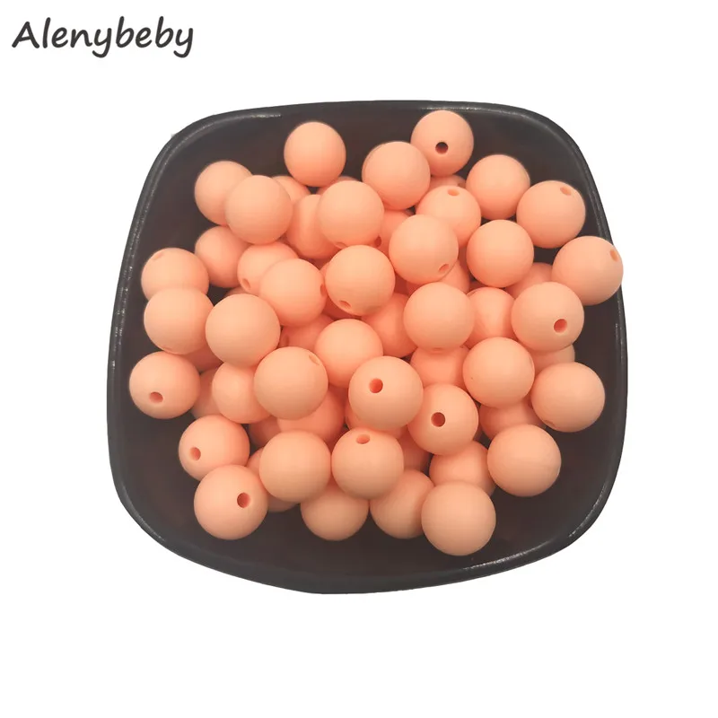 

Peachy Color Food Grade Silicone Round Bead 12/15mm Baby Teether Necklace Toy DIY Pacifier Chain Care Baby Teether Product