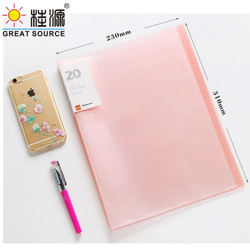 MQQ A4 PP Project Folder Presentation Book  Display Book 30 Transparent Pockets Fancy Candy Color(2PCS)
