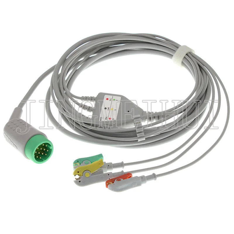 12pin ECG EKG 3/5 leads one-piece cable and electrode leadwire for MEDTRONIC Lifepak 12/20 /120 .