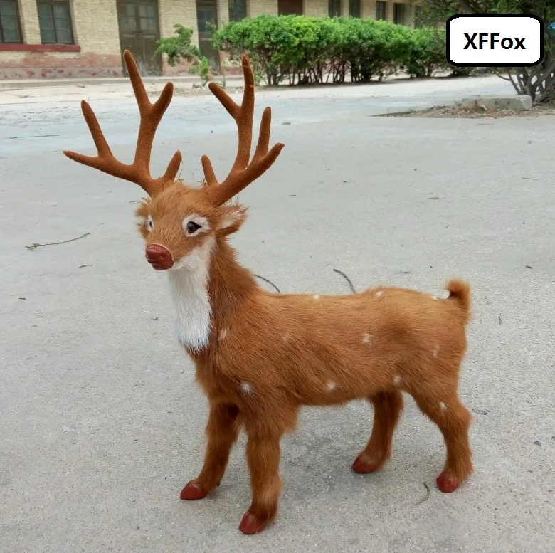 big simulation deer model plastic&furs deer home decoration gift about 35x30cm xf2286