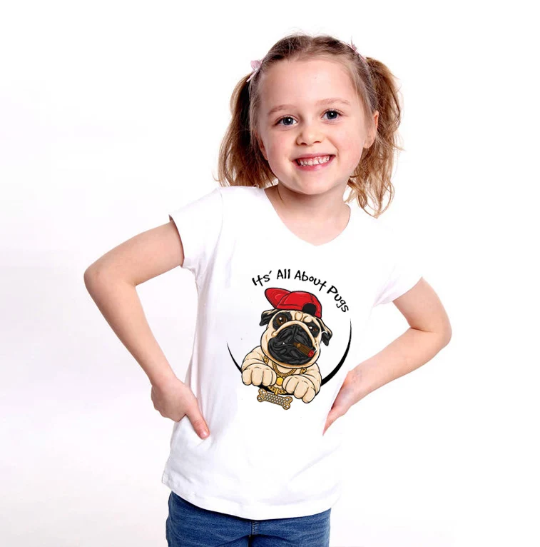 

Fashion Cute Cartoon Pug Christmas Dog Print 2021 New Summer Baby Boys Tshirt Kids T-Shirts Children Girls Top Clothes