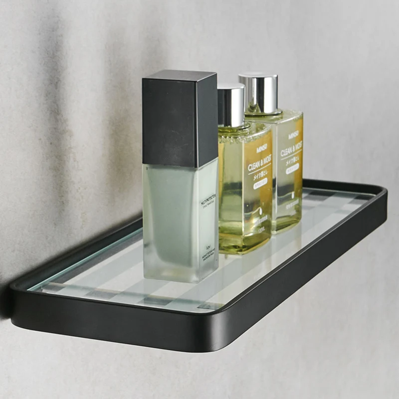 Bathroom Shelf Brass Shower Shelf Glass Shower Shelf Wall Mounted Bathroom Mirror Front Rack Bathroom Accessories