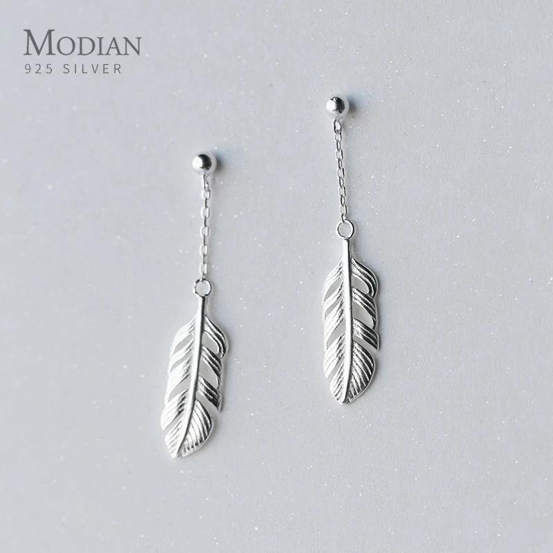 Modian Genuine 925 Sterling Silver Swing Tree Leaves Dangle Earrings for Women Fashion Drop Earring Jewelry 2020 New Brincos