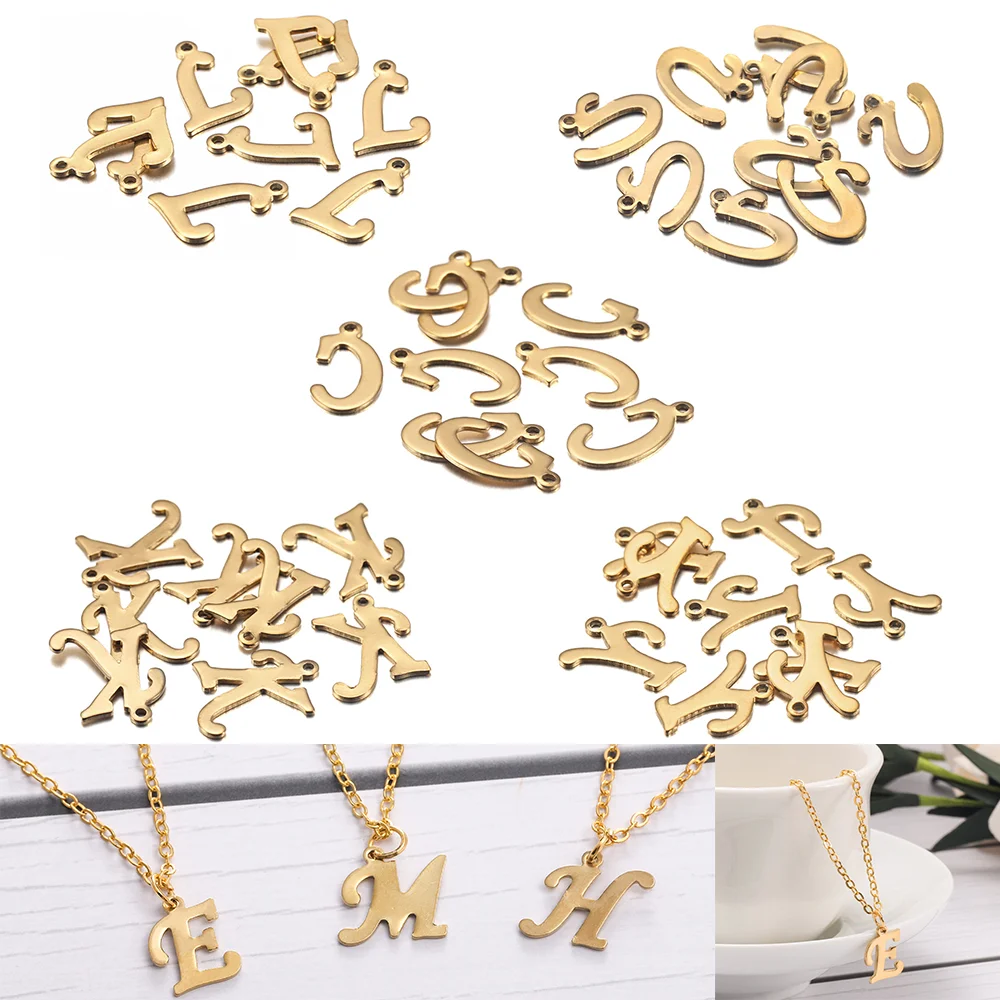 30Pcs/Lot Gold Color Stainless Steel A-Z 26 Letter Pendants DIY Earring Charms for DIY Bracelets Necklace Jewelry Crafts Making