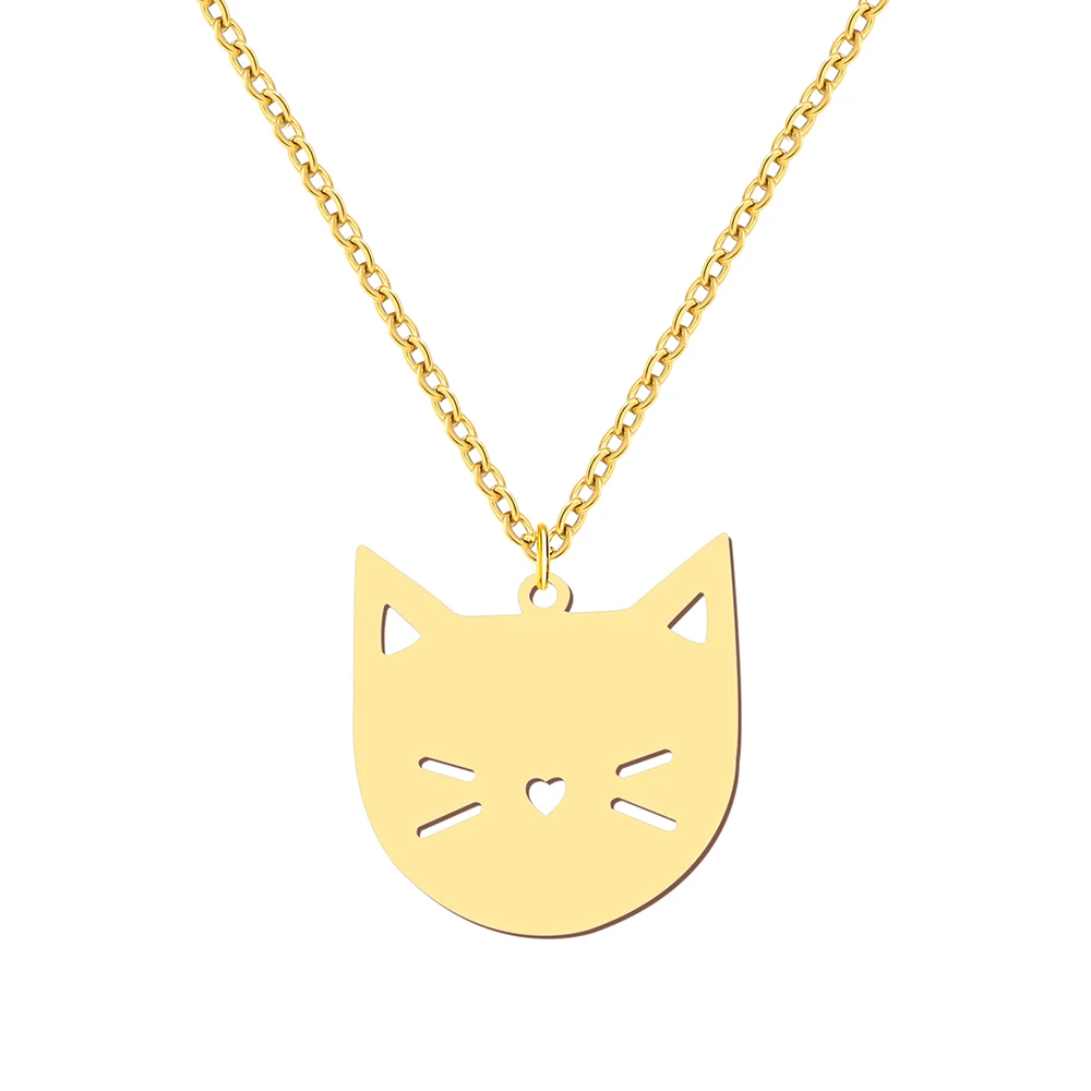 Stainless Steel Necklaces Cute Cartoon Kitten Fashion Pendants Chain Choker Fine Charm Necklace For Women Jewelry Party Gifts