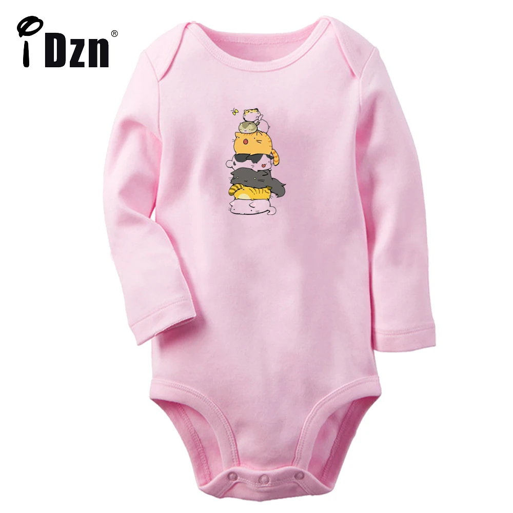 Baby Boys Girls Cute icecream Kitten Bodysuit Cartoon Happy Tulip Cats Autumn Clothing Animal Rompers Long Sleeves Jumpsuits