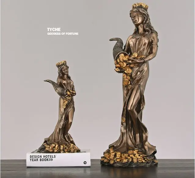 Nordic Goddess of  fortune character Tyche statue artwork craft desktop sculpture living room home decoration Ornament a0779