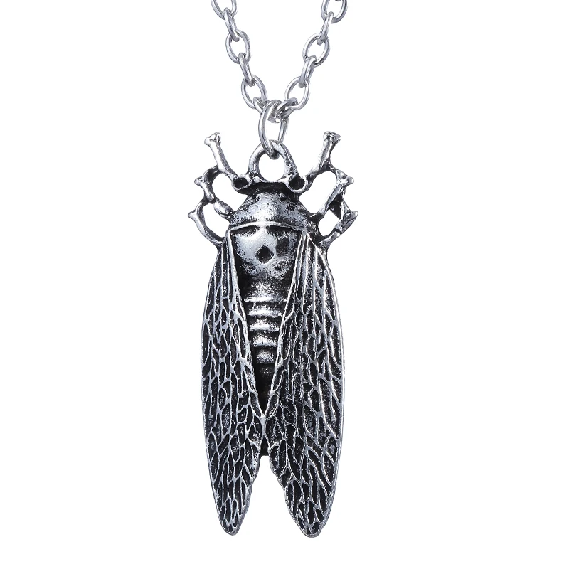 Fashion Jewelry Vintage Punk Charm Metal Insect Simulation Cicada Pendant Necklace For Men And Women Gifts