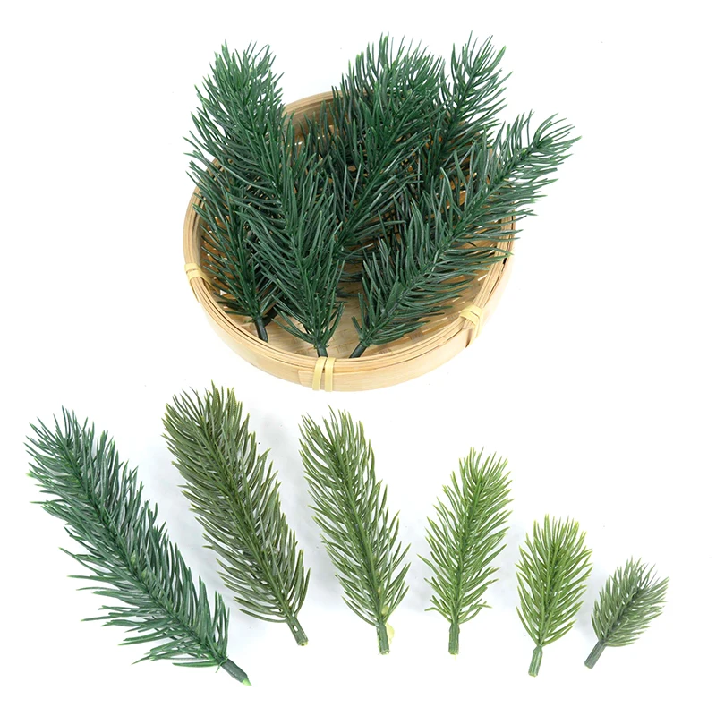 

10/20pcs 4.5/6/8/10/12/13.5cm Artificial Pine Needles Branches Christmas Wedding Home Decorations DIY Xmas Tree Wreath Ornaments