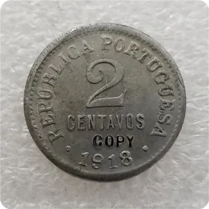 Portugal 2 Cent 1918 Eisen (Eisen) Währungskopie Gedenkfeier 10 Hauptverkaufsmünzen Portugal - №7
