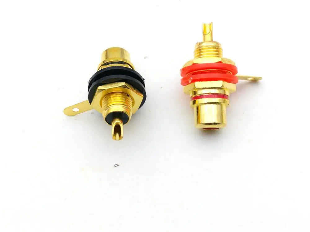 100pcs RCA Phono Chassis Panel Mount Gold Plated Female Socket adapter connector