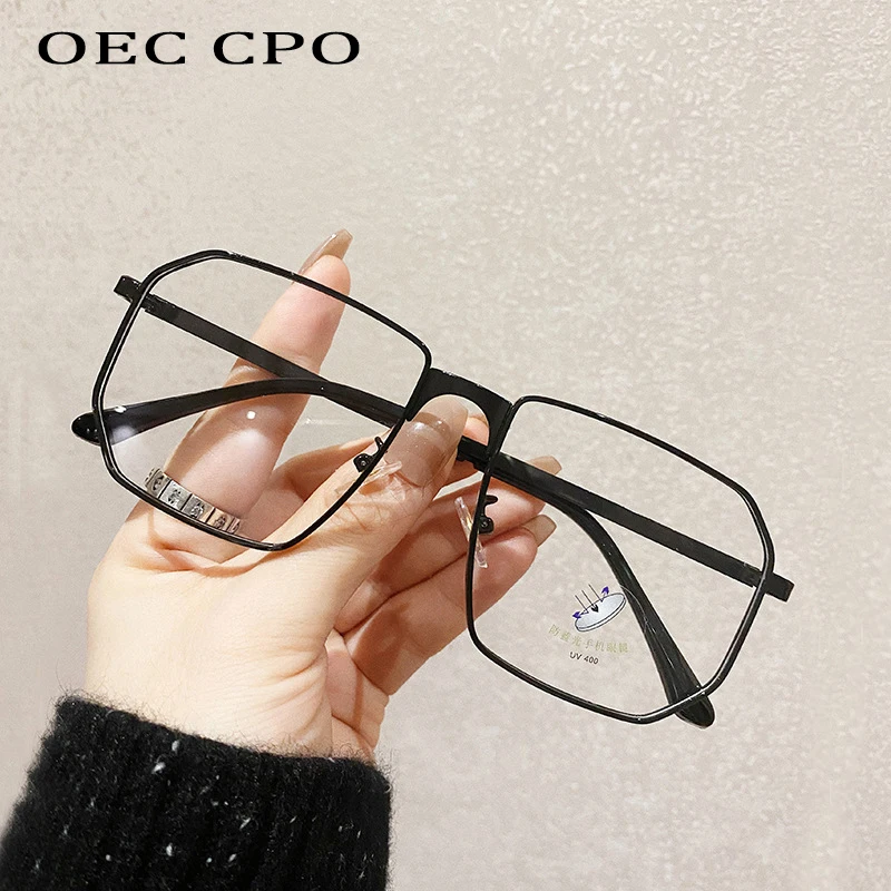 

OEC CPO Metal Transparent Square Glasses Frame Women Men Oversized Clear Lens Optical Eyeglasses Frames Unisex Anti Blue Light