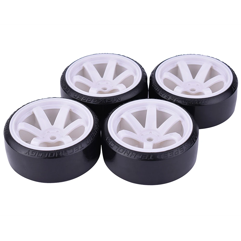 Pneus RC Dérive Alomejor 4 Pneus Dérive RC 1/10 Caoutchouc Dur Pour Tamiya TT02 - Roues Complètes Noires
