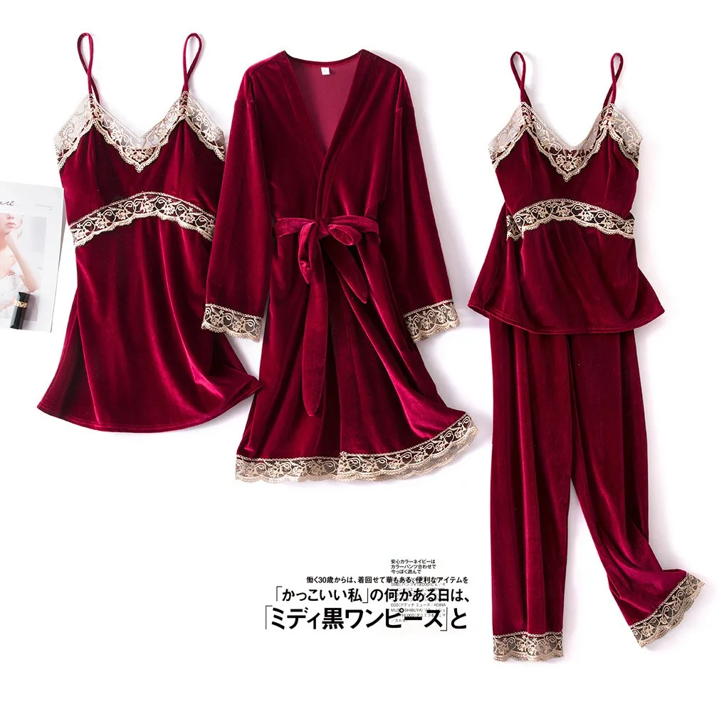 

Velour Pijamas Set Women Casual Sleepwear Intimate Lingerie Negligee Sexy Lounge Home Clothing Bathrobe Women Nightwear