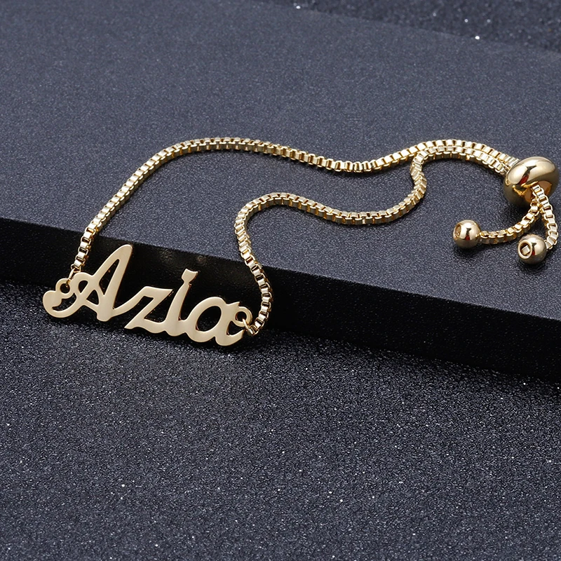 Personalized Custome Name Bracelet For Women Girl Box Chain Links Adjustable Gold Stainless Steel Letter Anklet/Bracelet Jewelry