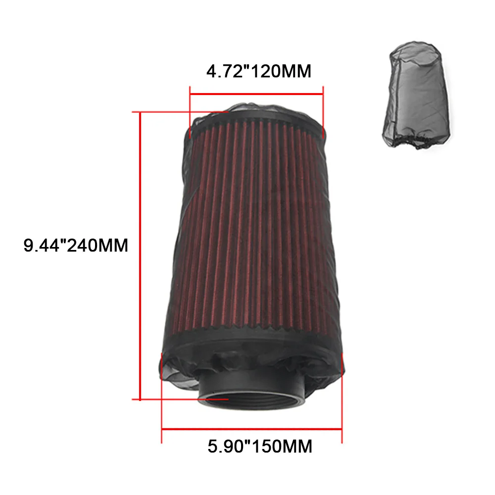 24cm Long Car Air Intake Filter Protective Cover Oilproof Dustproof for Cylindrical High Flow Air Intake Filter RS-OFI048