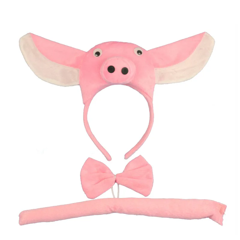 Adult Child Boy Girl Pig Cho Hakkai 3D Headband Tail Tie Animal Cosplay Costume Set Party Halloween Costume for Kids Christmas