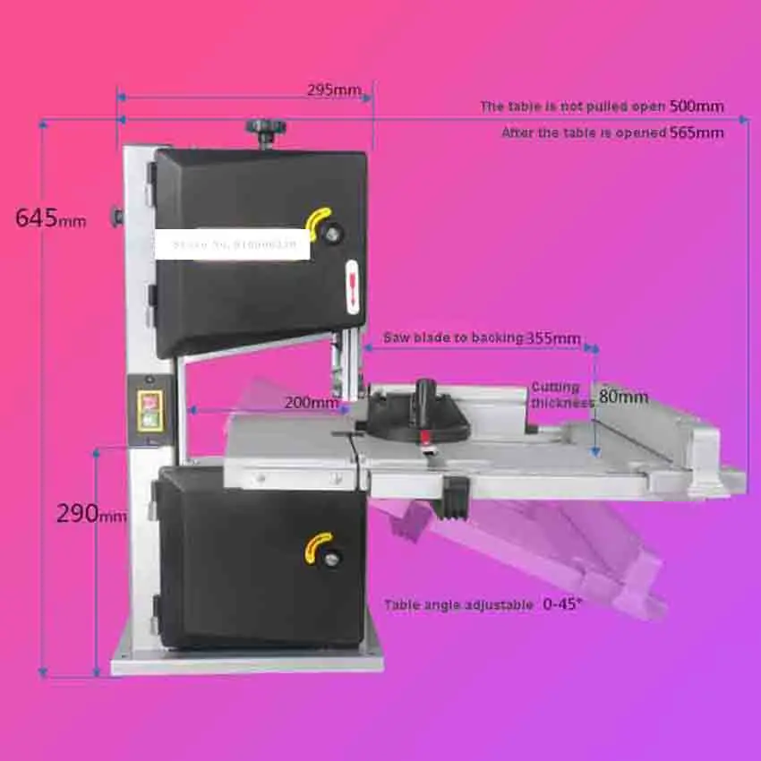 9 Inch Band Saw Machine D9S Multifunctional Woodworking Band-Sawing Machine Household Curve Saw Work Table Saws 220V 500W 15m/s