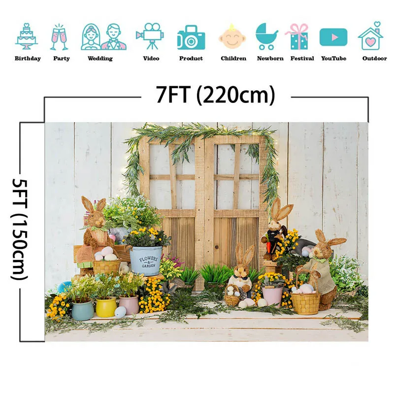 부활절 사진 배경 용수철 꽃 녹색 식물 토끼 색 계란, 어린이 생일 초상화 배경 사진 스튜디오