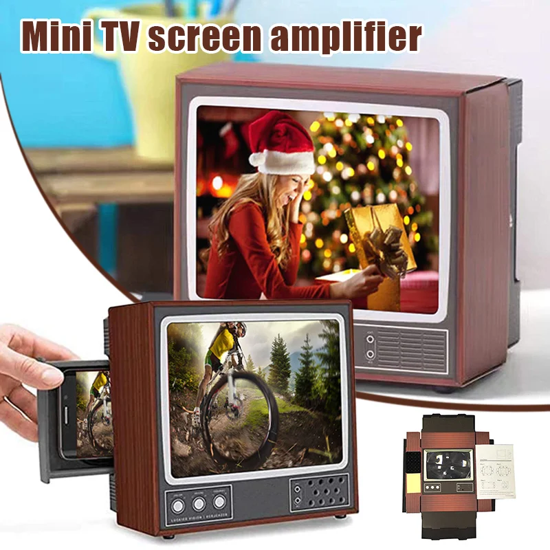 Retro TV Phone Holder Phone Stand Phone Screen Magnifier Phone Holder Screen Magnifier For Cell Smart Phone Portable Smartphone