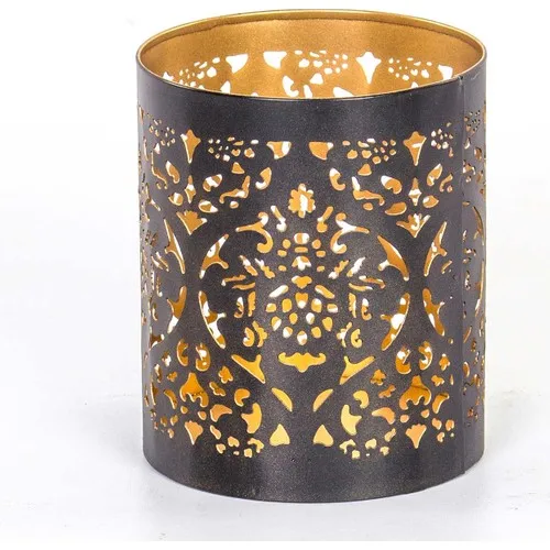 Euro Flora Black Metal Lantern Candle Holder 10x12 cm