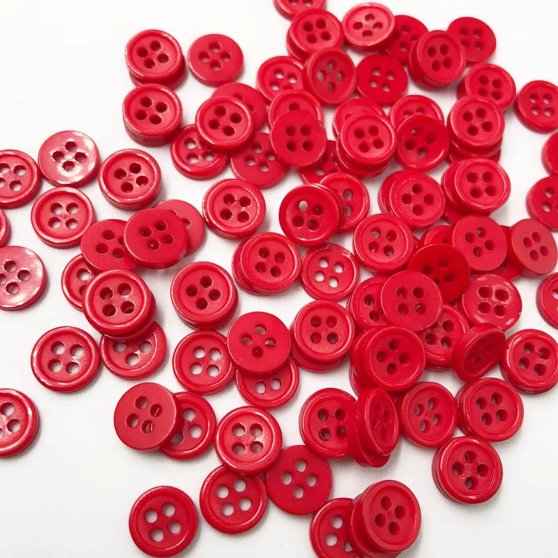 100pcs New 8mm 4 holes Plastic Button / Sewing lots Mix  PT86