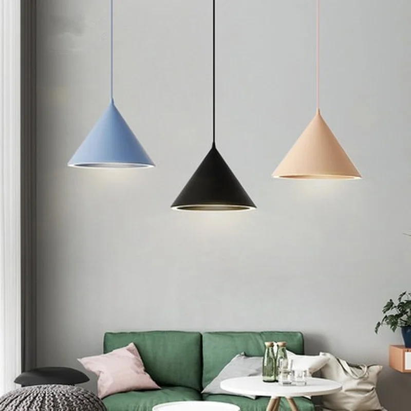 

Modern Led Pendant Light Fixture With Aluminum Lampshade For Diningroom Cafe Bar Restaurant Nordic Cone Hanging Lamp Lampadario