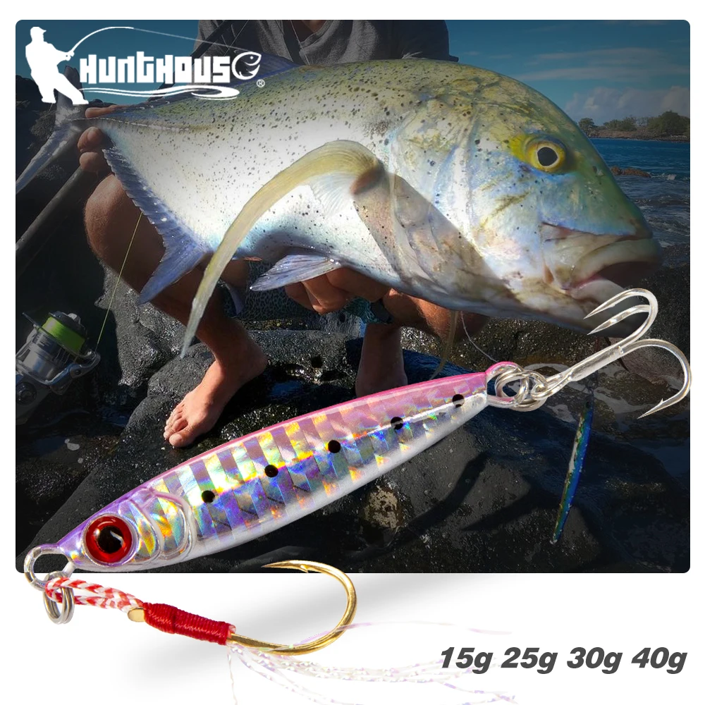 Hunthouse fishing metal jig lure fishing lure tiny Metal jigging Cast Jigging Spoon 15/25/30/45g Shore Casting Fish